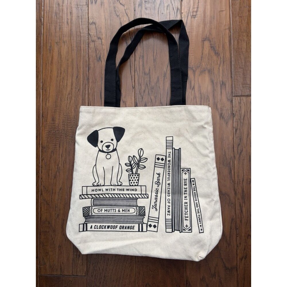 Dog Lover Funny Books Canvas Walking Tote Book Bag for Barnes and Noble